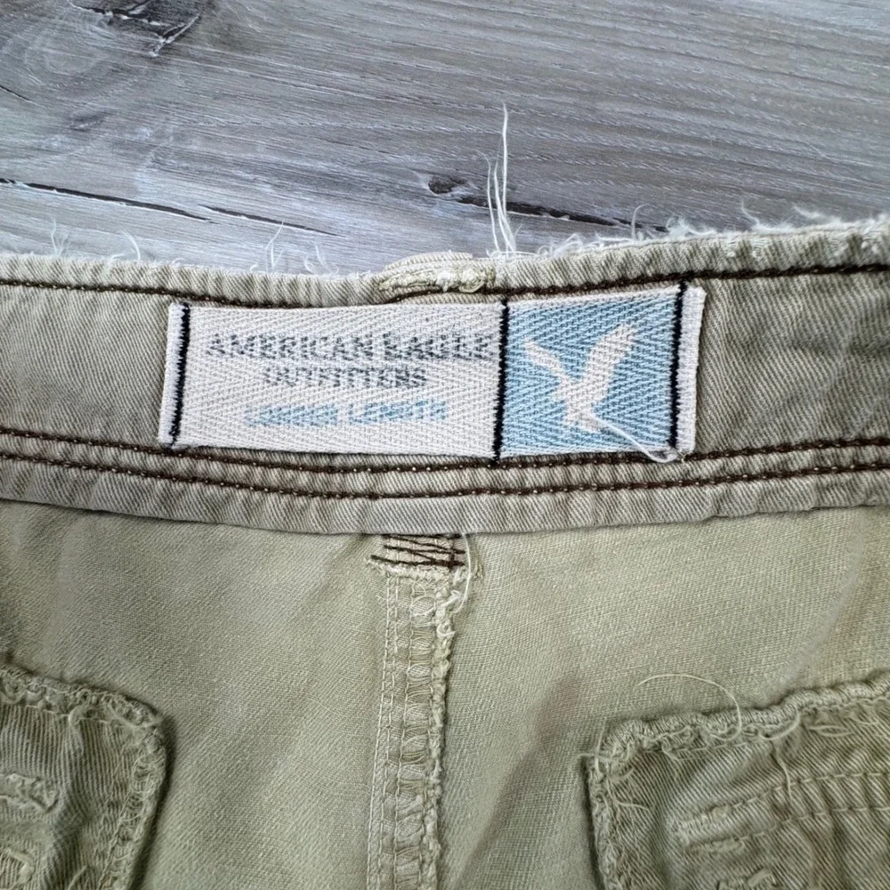 Vtg Y2K American Eagle Khaki Utility Shorts Mens 33 Distressed Raw Hem‎ Gropcore